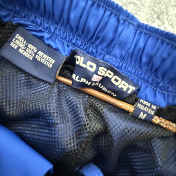 Vintage Polo Sport Ralph Lauren Pants Mens Medium Track Wind Blue Joggers Flag - Picture 4 of 12